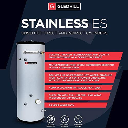 Gledhill 90 Liter Edelstahl ES Direkt druckfester Warmwasserspeicher
