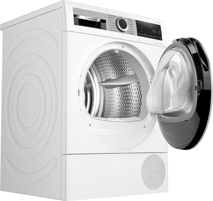 Bosch WQG235D00, Stiftung Warentest GUT (2,2)*, Serie 6, Wärmepumpentrockner 8 kg, Schneller getrocknete Wäsche, Auto Dry, Option Halbe Beladung, Sensitive Drying-System, Selbstreinigender Kondensator