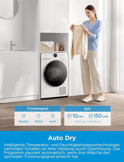 Midea Wärmepumpentrockner 8 kg Energieeffizienzklasse C Fernsteuerung MD20EH80WB-A3