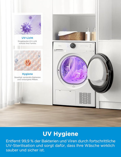 Midea Wärmepumpentrockner 8 kg Energieeffizienzklasse C Fernsteuerung MD20EH80WB-A3