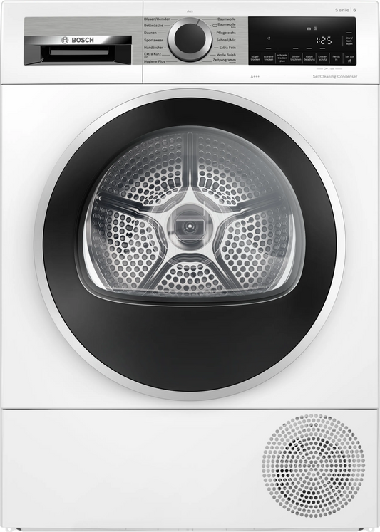 Bosch WQG235D00, Stiftung Warentest GUT (2,2)*, Serie 6, Wärmepumpentrockner 8 kg, Schneller getrocknete Wäsche, Auto Dry, Option Halbe Beladung, Sensitive Drying-System, Selbstreinigender Kondensator